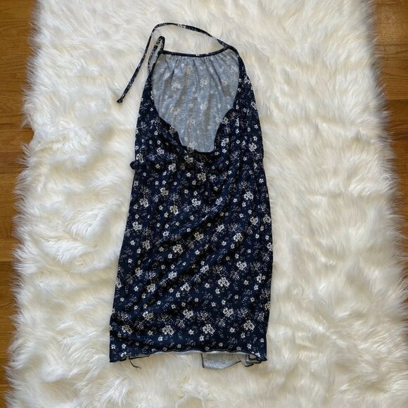 Pretty Little Things BLUE DITSY PRINT RACER NECK Tea Dress Mini New - Picture 4 of 8